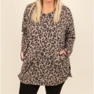 V Neck Cheetah Shirt Sweater